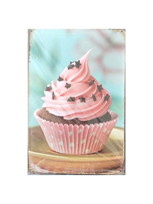 Cajuart Cupcake Resimli 20X30 Cm Metal Plaka Tablo