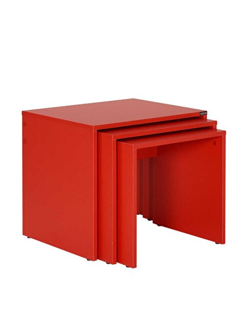 Adore Trıple Zigon Sehpa - Kırmızı 55x47x40 cm