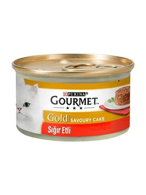 Gourmet Gold Savoury Cake Sığır Etli Yetişkin Kedi Konservesi 6 adet-85 Gr