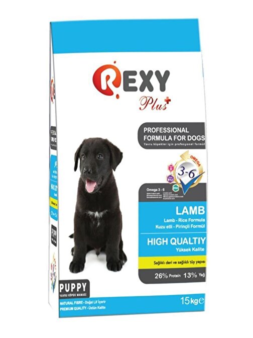 Rexy Plus Puppy Lamb Kuzu Etli Yavru Köpek Maması 15 Kg