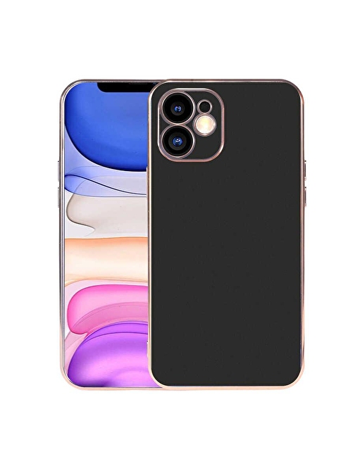 Coverzone iPhone 11 ile uyumlu Kılıf Kamera Korumalı Parlak Renk Tasarımlı Emollient Kılıf Siyah