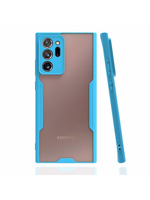 Coverzone Galaxy Note 20 Ultra ile uyumlu Kılıf Renkli Kenar Perfe Tpu Silikon Mavi