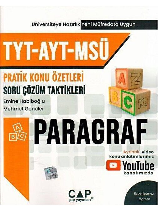 Tyt Ayt Msü Paragraf Konu Özetli Soru Çözümleri Çap Yayınları