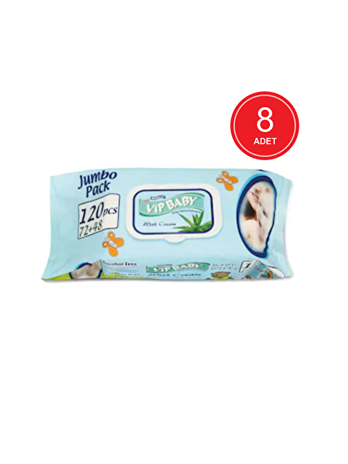 Bebiko Vip Baby Jumbo Pack Kremli Islak Mendil 8 X 120'Li