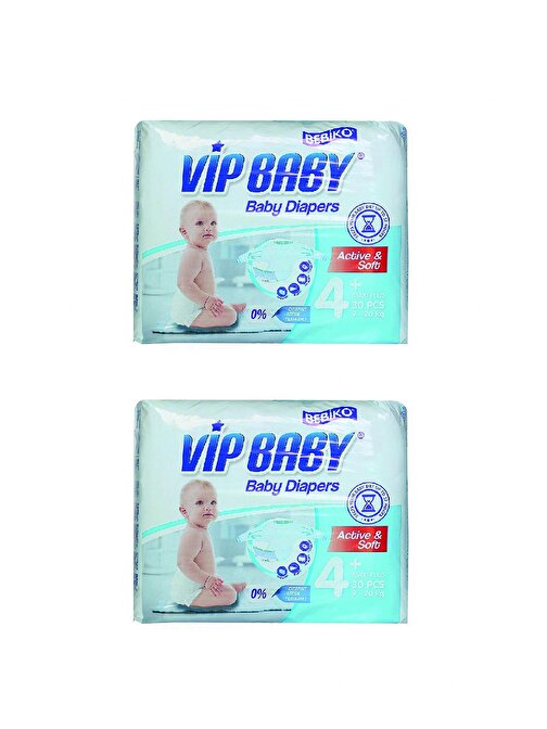 Bebiko Vip Baby Active Soft 8 - 19 kg 4 Numara Bebek Bezi 60 Adet