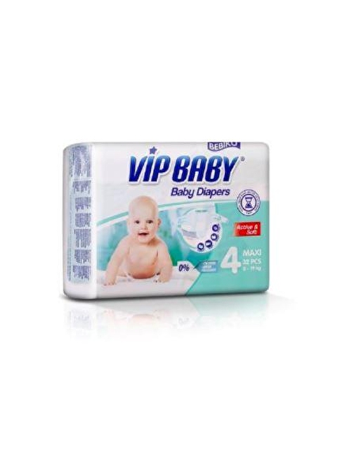 Bebiko Vip Baby Active Soft 8 - 9 kg 4 Numara Bebek Bezi 32 Adet