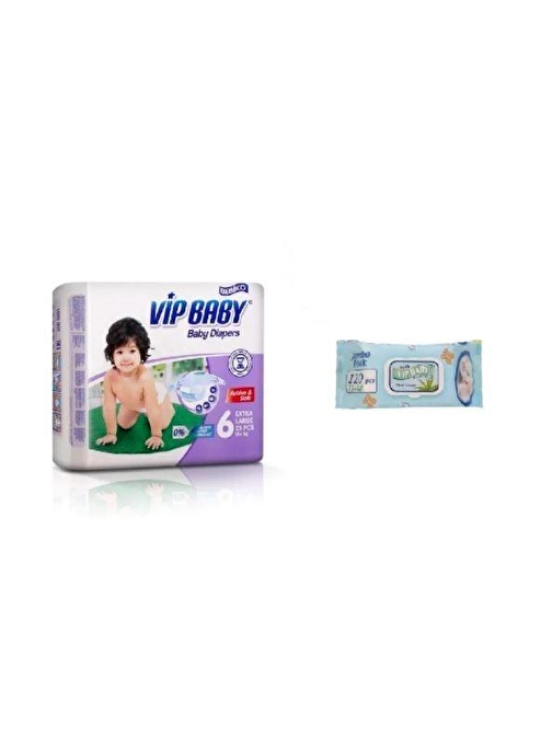 Bebiko Vip Baby Active Soft 16+ kg 6 Numara Bebek Bezi 50 Adet + Islak Mendil 2x120 Adet