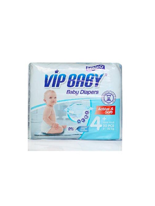 Bebiko Vip Baby Active Soft 9 - 20 kg 4 Numara Bebek Bezi 30 Adet