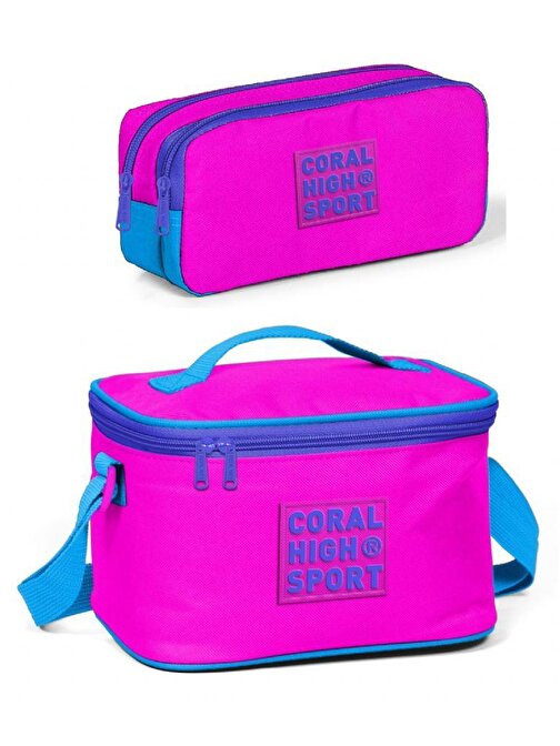 Coral High Sport Pembe Mavi Beslenme ve Kalem Çantası Okul Seti