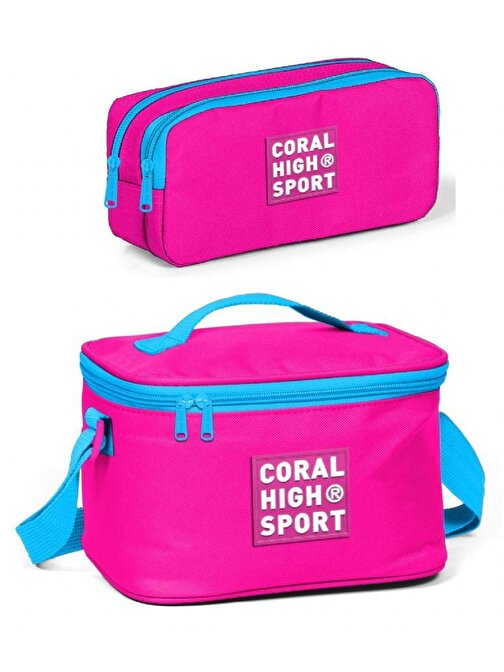 Coral High Sport Neon Pembe Beslenme ve Kalem Çantası Okul Seti