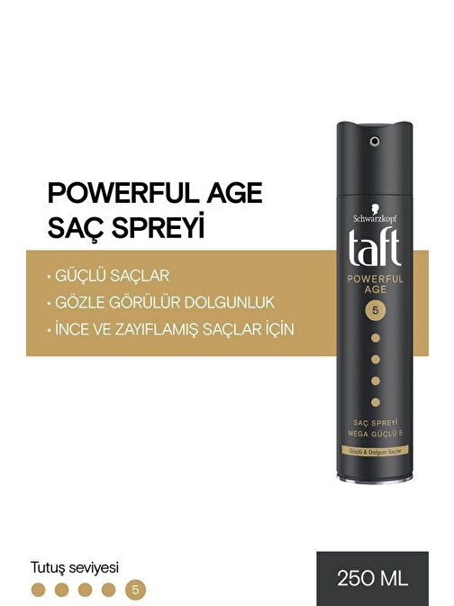 Taft Powerful Age İnce Ve Zayıflamış Saçlar İçin Hacim Verici Sprey 250 ml