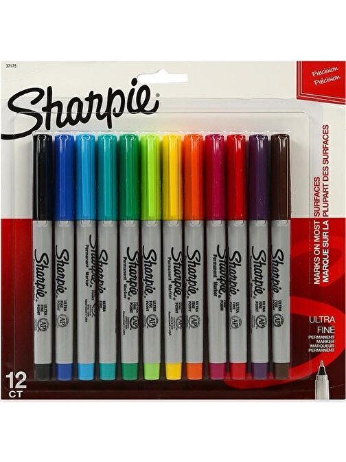 Sharpie S0811070 Fine Permanent Markör Kalem 12 Karışık Renk