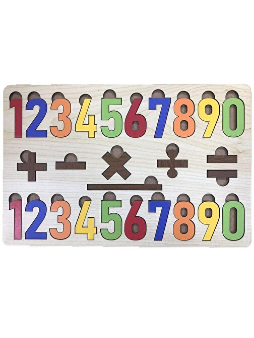 Farbu Oyuncak FBP12 Sayılar İşlemler Eğitici Ahşap Puzzle Renkli2 - 4 Yaş