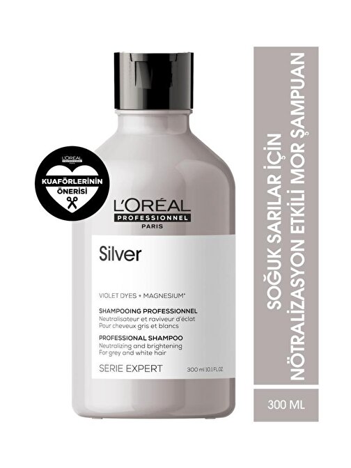 Serie Expert Silver Çok Açık Sarı, Gri Ve Beyaz Saçlar Için Renk Dengeleyici Mor Şampuanı 300 ml