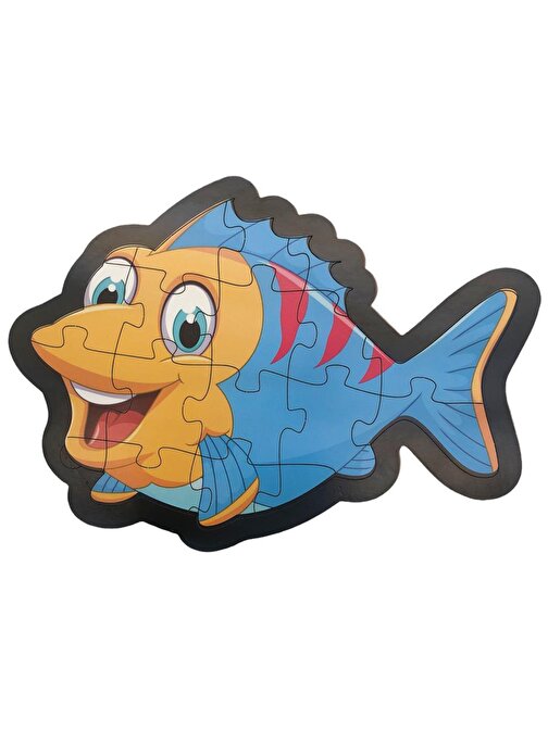 Farbu Oyuncak Ahşap Balık Puzzle 17 Parça Arka Yüzü Hikayeli Yapboz
