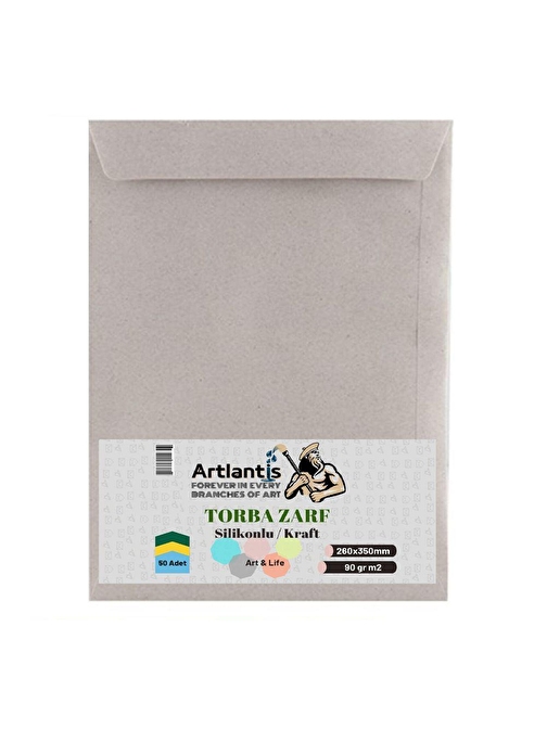 Artlantis Kraft Torba Zarf Silikonlu 26x35 cm Beyaz 50' Li 1 Paket