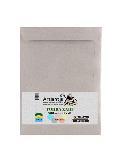 Artlantis Kraft Torba Zarf Silikonlu 17x25 Beyaz 25' Li 1 Paket