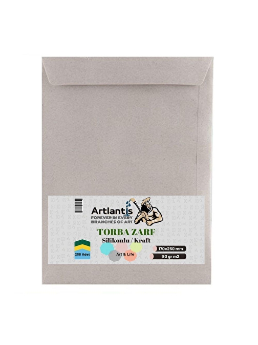 Artlantis Kraft Torba Zarf Silikonlu 17x25 Beyaz 250' Li 1 Paket