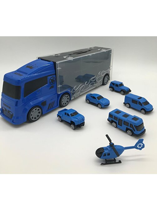 King Oyuncak 6 Mini Araç Ve Taşıyıcı Kamyon Mavi Lal 2015