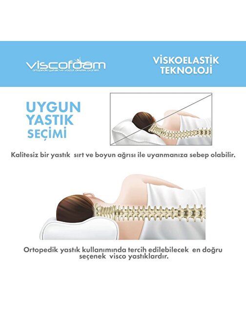 Viscofoam Boyun Destekli Ortopedik Yastık Visco Yastık 57X37X10 7 Cm