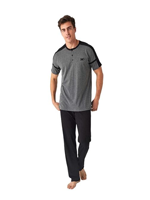 Mod Collection Sıfır Yaka Kısa Kol Erkek Pijama Takım