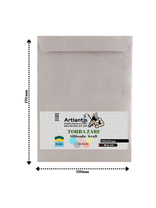 Artlantis Kraft Torba Zarf Silikonlu 130x170 Beyaz 25' Li 1 Paket