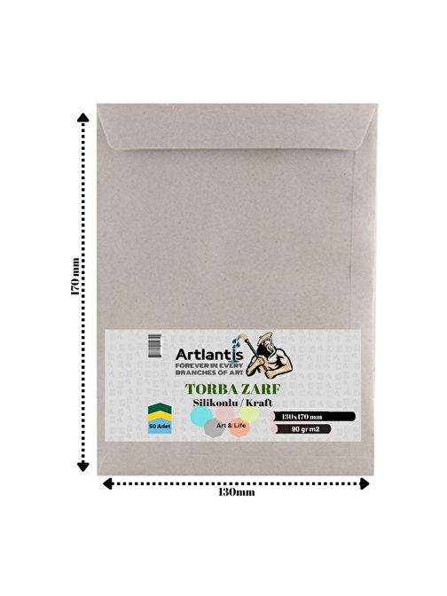 Artlantis Kraft Torba Zarf Silikonlu 13x17 cm Beyaz 50' Li 1 Paket