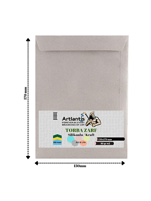 Artlantis Kraft Torba Zarf Silikonlu 130x170 Beyaz 250' Li 1 Paket