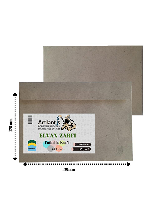 Artlantis Kraft Mektup Zarfı Silikonlu 114x162 Beyaz 50' Li 1 Paket