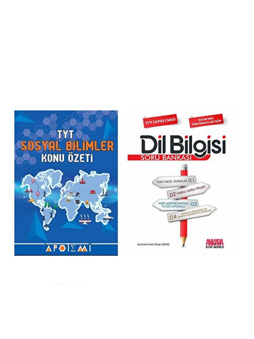 Akm Kitap Apotemi TYT Sosyal Bilimler Konu Özetli ve AKM Dil Bilgisi Soru Bankası Seti 2 Kitap