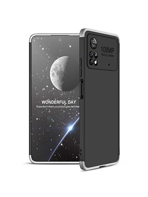 Coverzone Xiaomi Poco X4 Pro 5G ile uyumlu Kılıf Soft Hard Koruma Ays Siyah-Gri