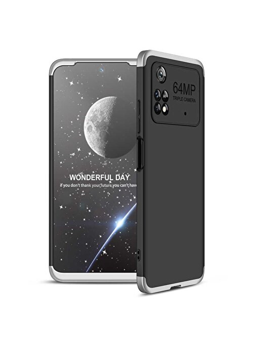 Coverzone Xiaomi Poco M4 Pro 4G ile uyumlu Kılıf Soft Hard Koruma Ays Siyah-Gri