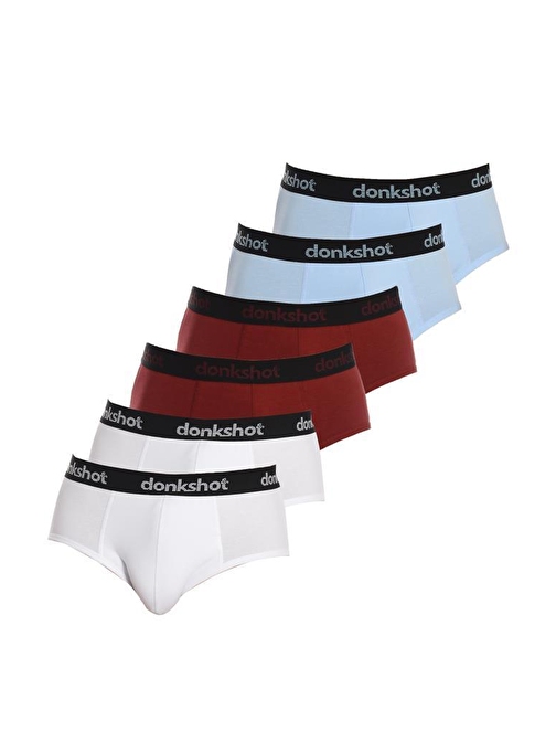 Donkshot Likralı Erkek Slip Boxer 6 lı 1108V1 (Mavi-Bordo-Beyaz)