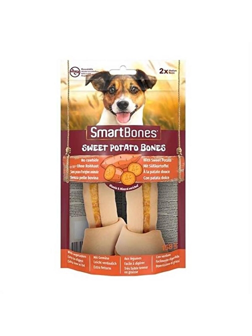 SmartBones Tavuklu Tatlı Patatesli Medium Düğüm Kemik Köpek Ödülü 2'li 158 Gr