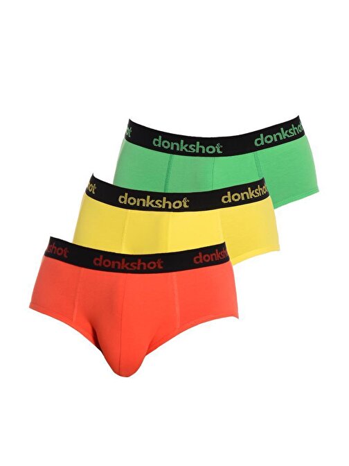 Donkshot Likralı Erkek Slip Boxer 3 lü 1108V2 (Sarı-Yeşil-Kırmızı)