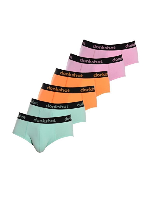 Donkshot Likralı Erkek Slip Boxer 6 lı 1108V3 (Mint-Orange-Lila)