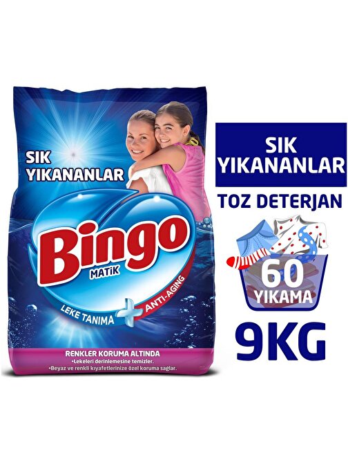 Bingo Sık Yıkananlar Toz Çamaşır Deterjanı 9 kg