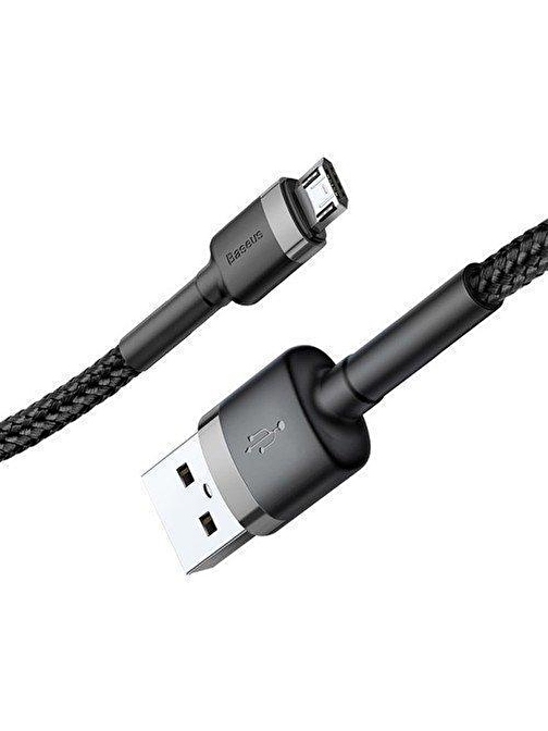 Baseus Cafule CAMKLF-BG1 2.4A Micro USB Hızlı Şarj Kablosu 1 m Gri-Siyah