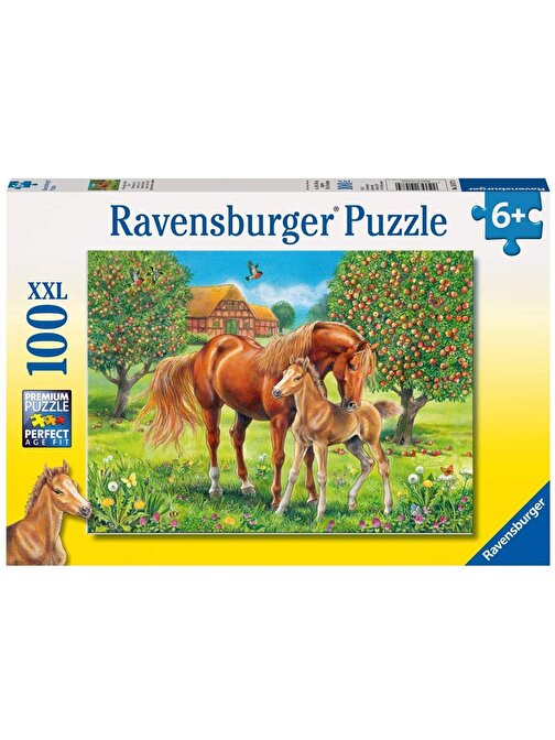 Ravensburger 100 Parça Puzzle Çayırda Mutlu Atlar 105779