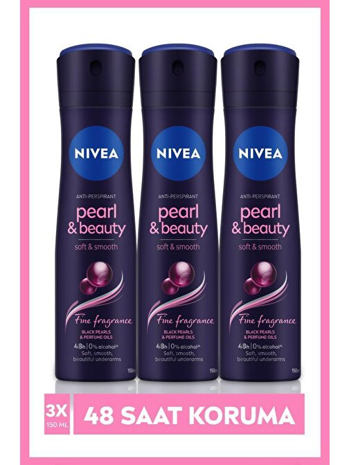 Nıvea Pearl-Beauty Fine Fragrance 48 Saat Anti-Perspirant Koruma Kadın Sprey Deodorant 150 Ml X 3 Adet