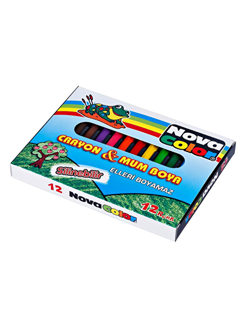 Nova Color Crayon Karton Kutulu Çevirmesiz Altıgen Kalem Mum Boya 12 Renk