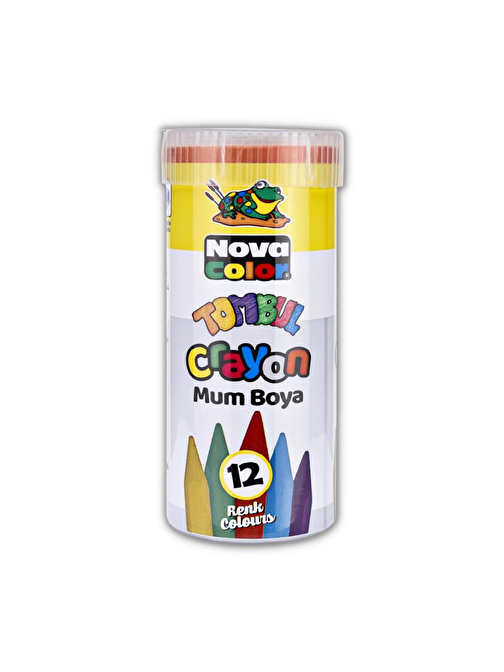 Nova Color Crayon Jumbo Metal Kutulu Çevirmesiz Altıgen Kalem Mum Boya 12 Renk