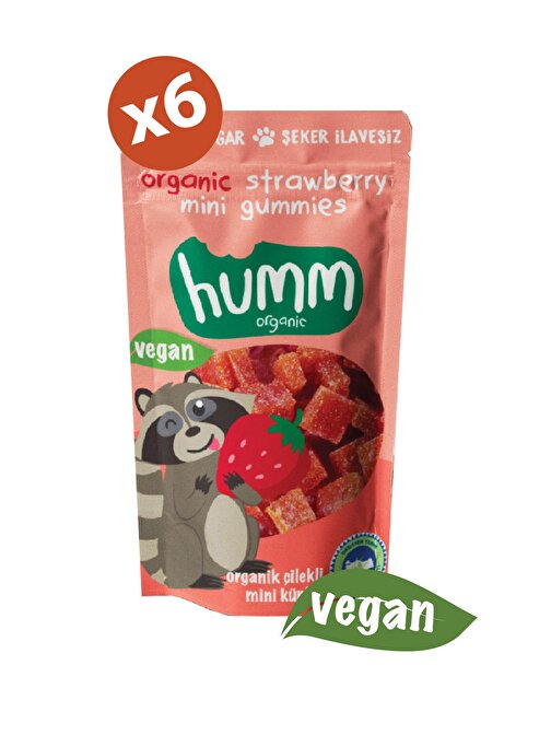 Humm Organik Çilekli Vegan Mini Küpler 30 gr x 6 Adet