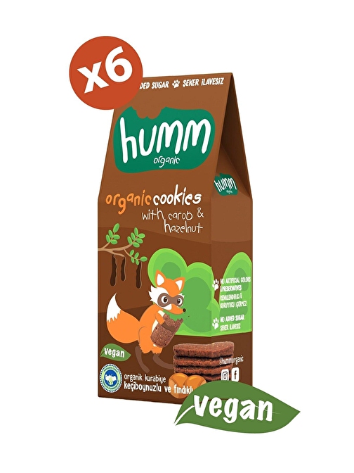 Humm Organik Keçiboynuzlu Fındıklı Vegan Kurabiye 55G X 6 Adet