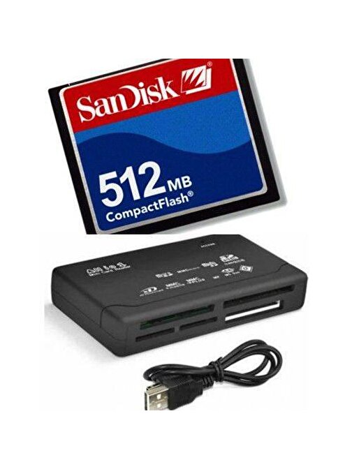 Pmr Sandisk 512 Mb Compact Flash Hafıza Kartı - Usb 2.0 Cf Kart Okuyucu