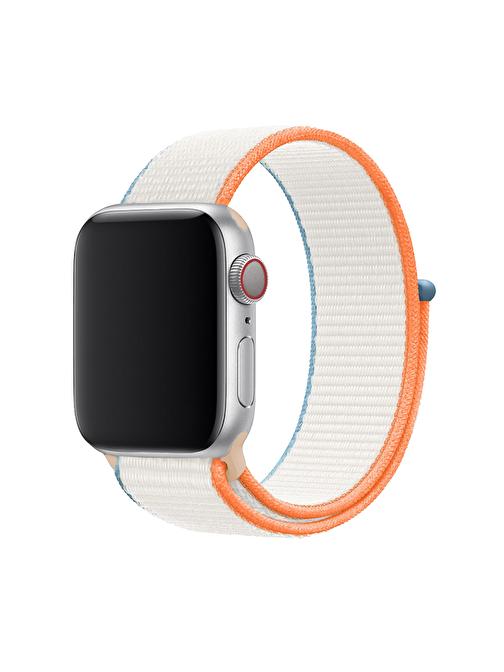 E2M KRD03 Apple Watch 42 - 44 mm Hasır Spor Akıllı Saat Kordonu Beyaz