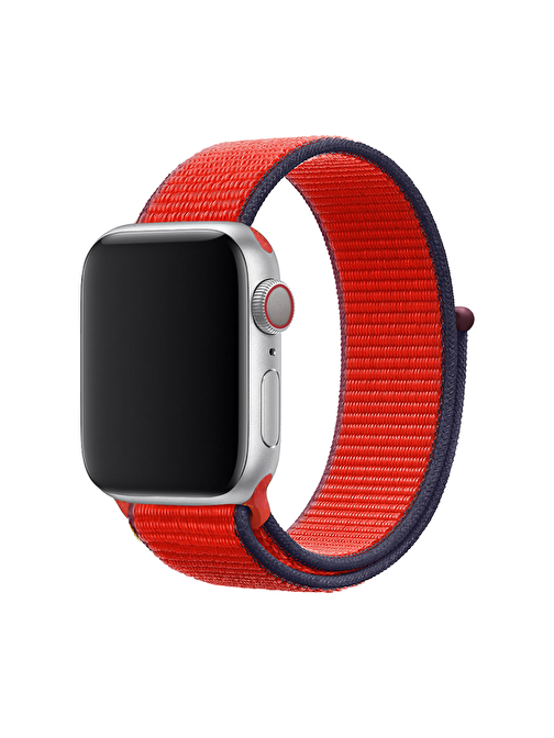 E2M KRD03 Apple Watch 42 - 44 mm Hasır Spor Akıllı Saat Kordonu Kırmızı