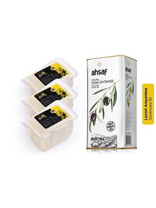 Ahsaf Uyumlu Lezzetler Paketi (Klasik Beyaz Peynir 650Gr 3’Lü + Soğuk Sıkım Zeytinyağı 5 Lt)