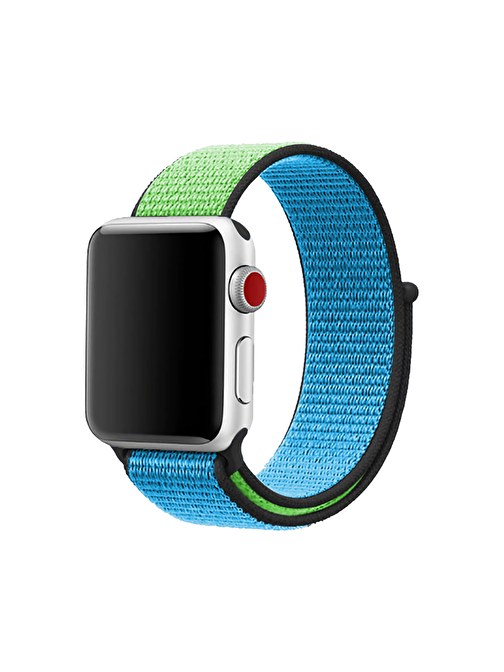 E2M KRD03 Apple Watch 38 - 40 mm Hasır Akıllı Saat Kordonu Spor Mavi Kor