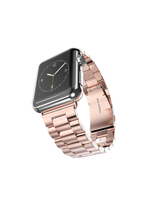 E2M Apple Watch 42 - 44 mm KRD05 Klasik Metal Akıllı Saat Kordonu Rose Gold